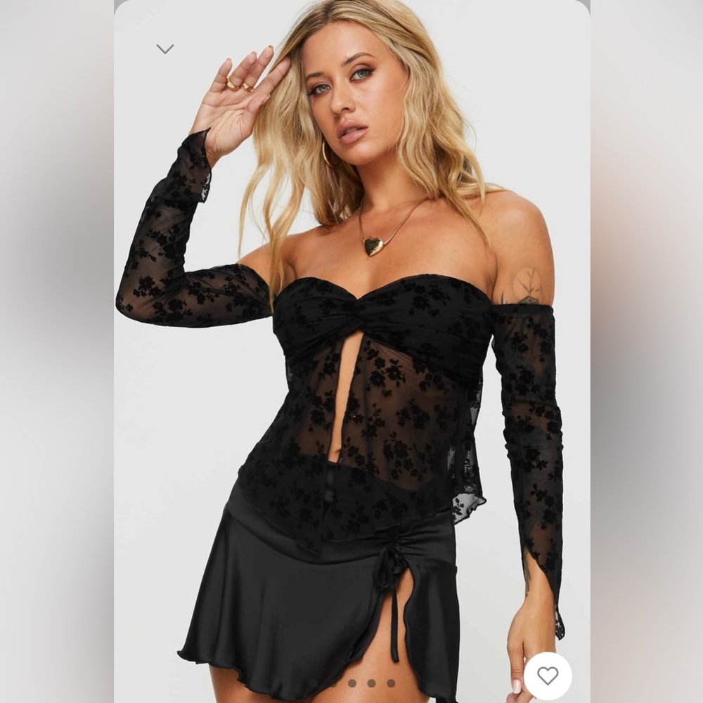 Princess Polly Off the Shoulder Black Top
